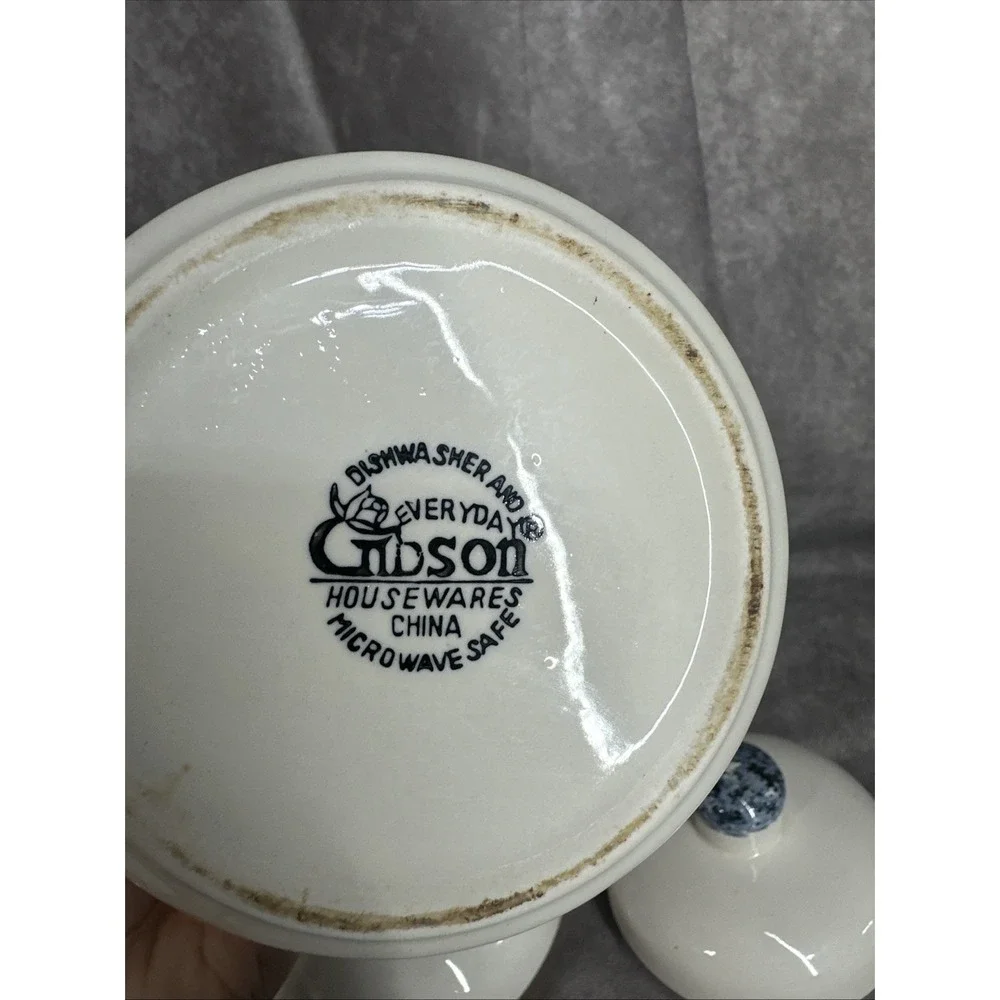 1990s Ceramic Blue Heart Jars Kitchen Gibson 9